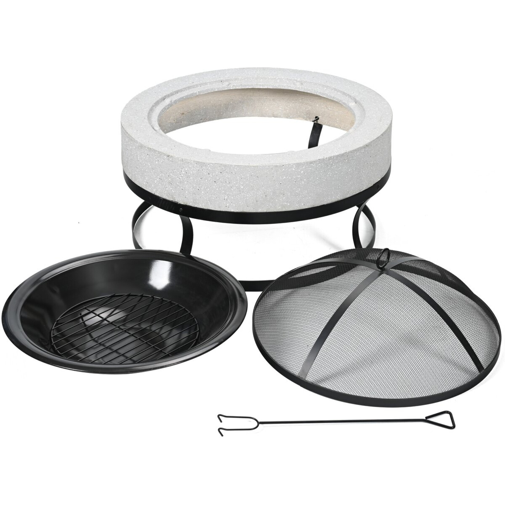 Brasero en pierre "Torro" - 70 x 70 x 49 cm - Blanc