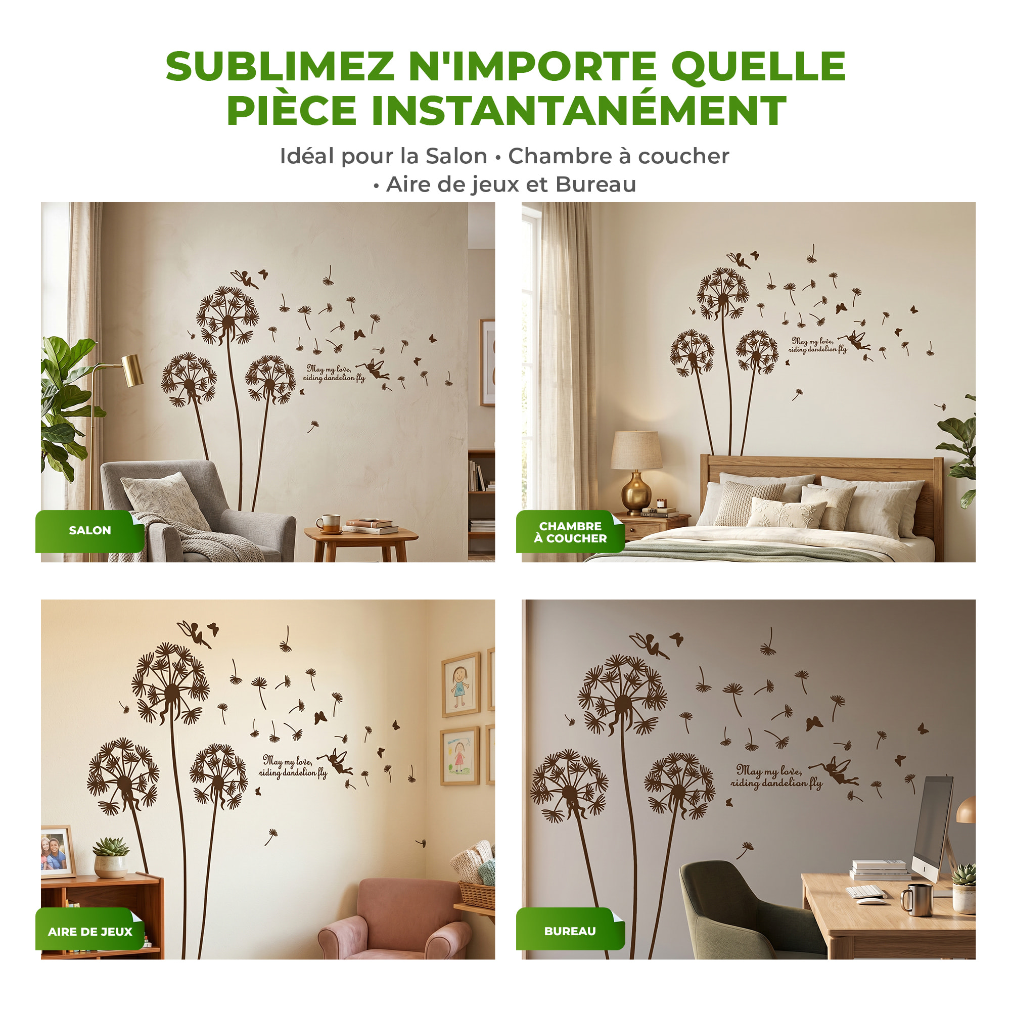 Stickers Muraux décoration adhésifs Pissenlits