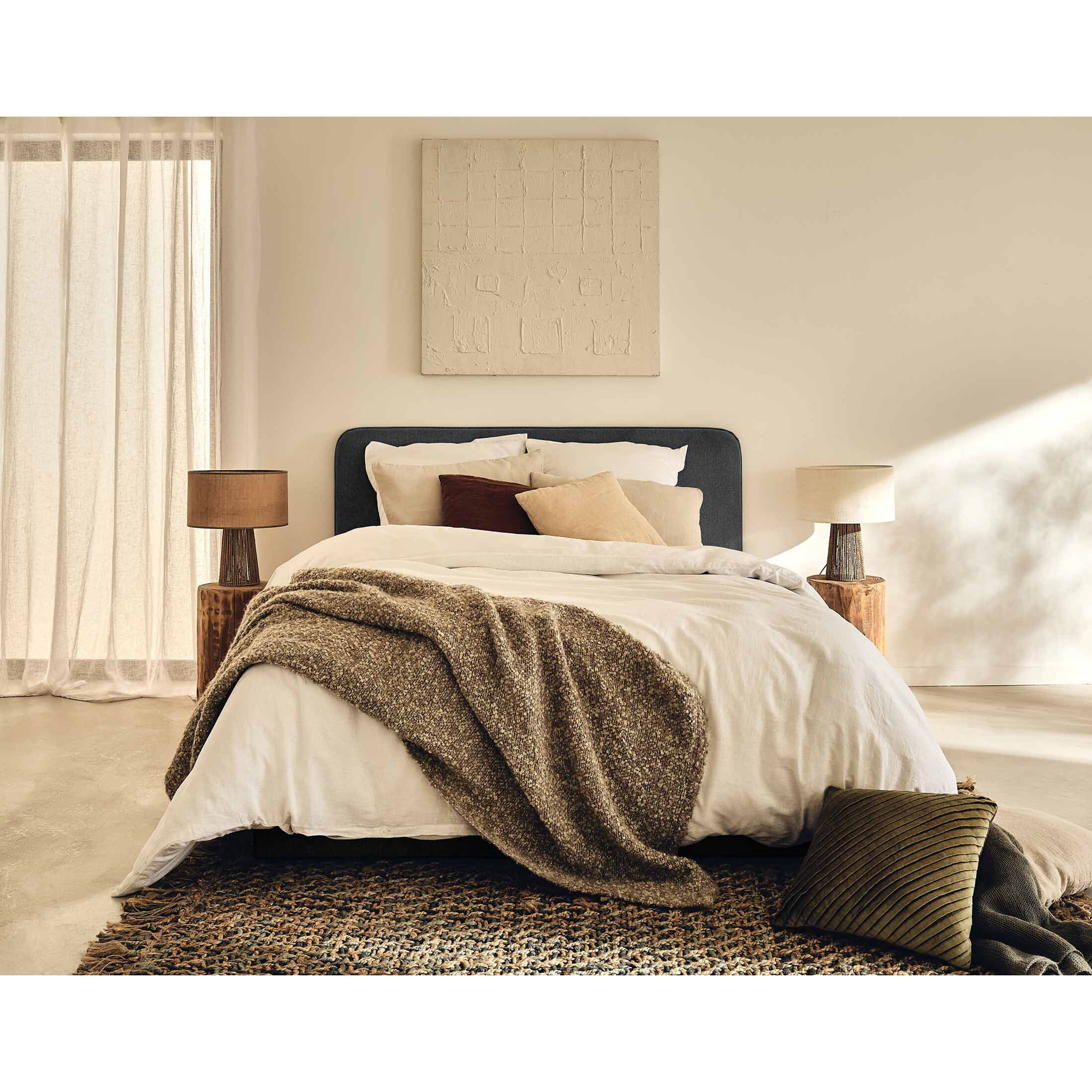 Goyave - lit coffre - 140x190 - en tissu - sommier inclus - Gris Anthracite