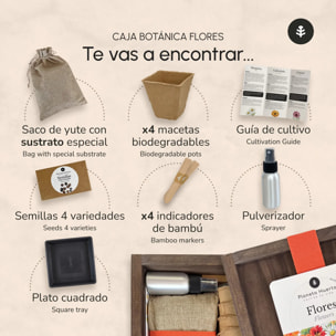 Kit de Cultivo de Flores en Caja de Madera – Regalo Original Planeta Huerto