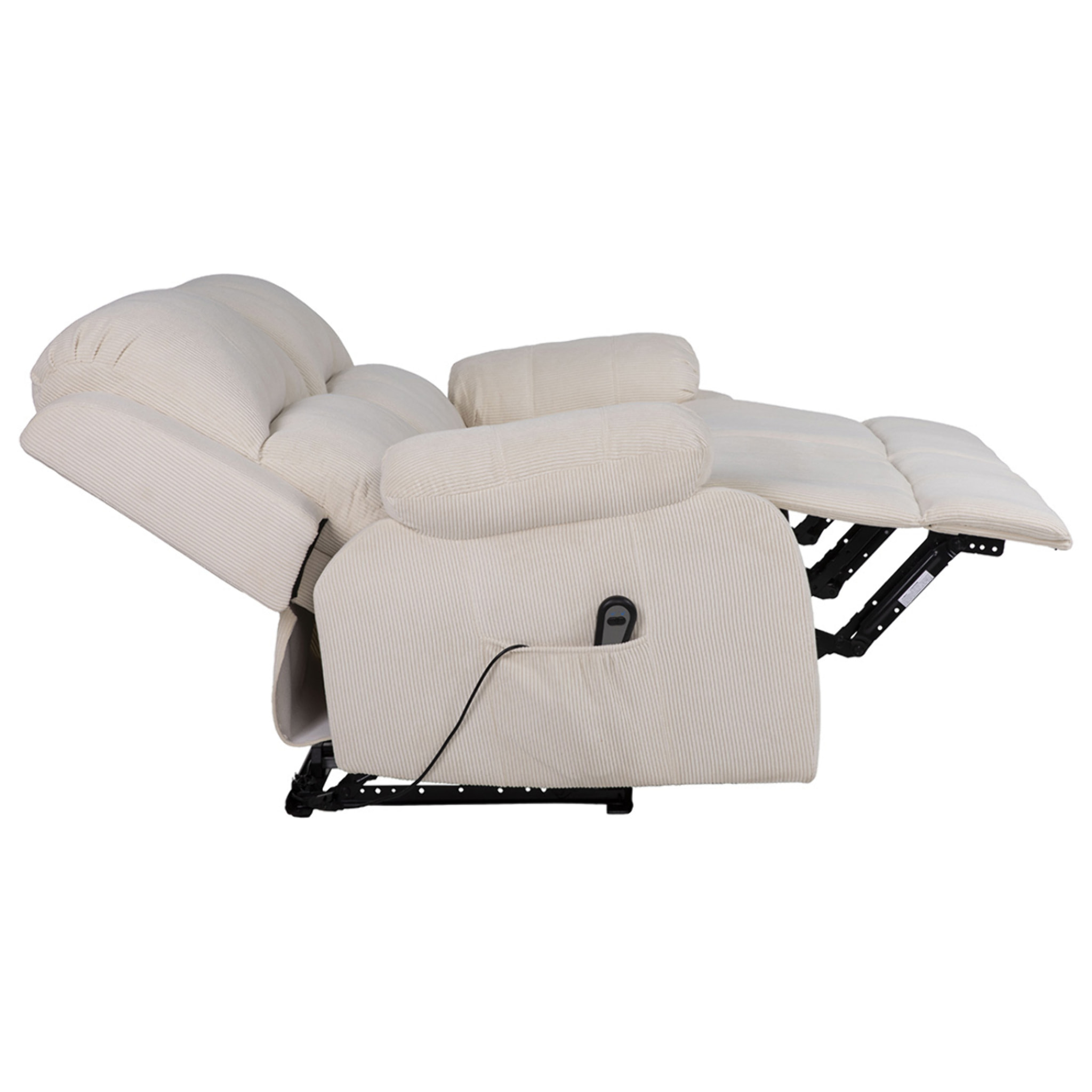 Armand - Canapé 2 places relax électrique en velours côtelé - Beige