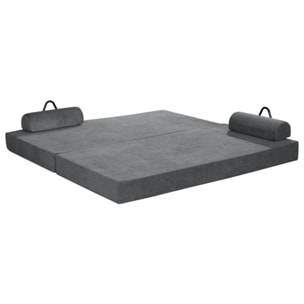 Astral - Canapé 3 places convertible en velours texturé - Gris