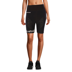 MALLAS DE COMPRESIÓN RUNNING PARA MUJER DE LARGO CORTO BLUEBALL EN NEGRO CON BLANCO