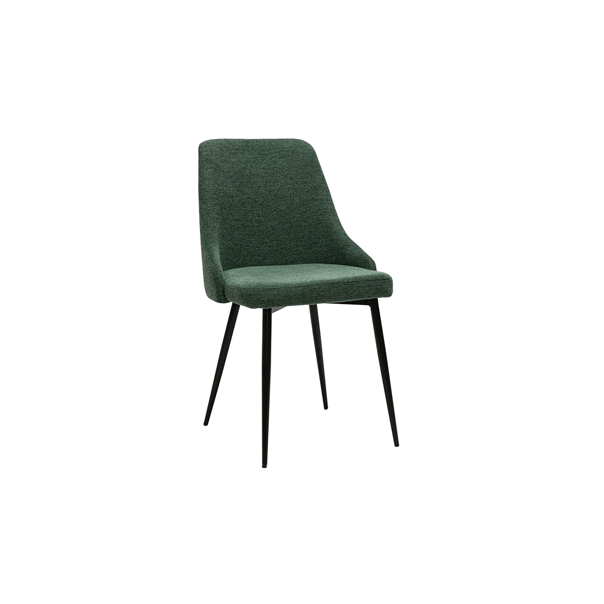 Chaises design en tissu effet velours texturé vert foncé et métal noir (lot de 2) CULT
