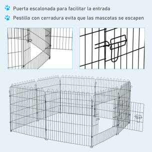 Jaula Plegable Mascota 8 Vallas de Metal 71x76cm Negro