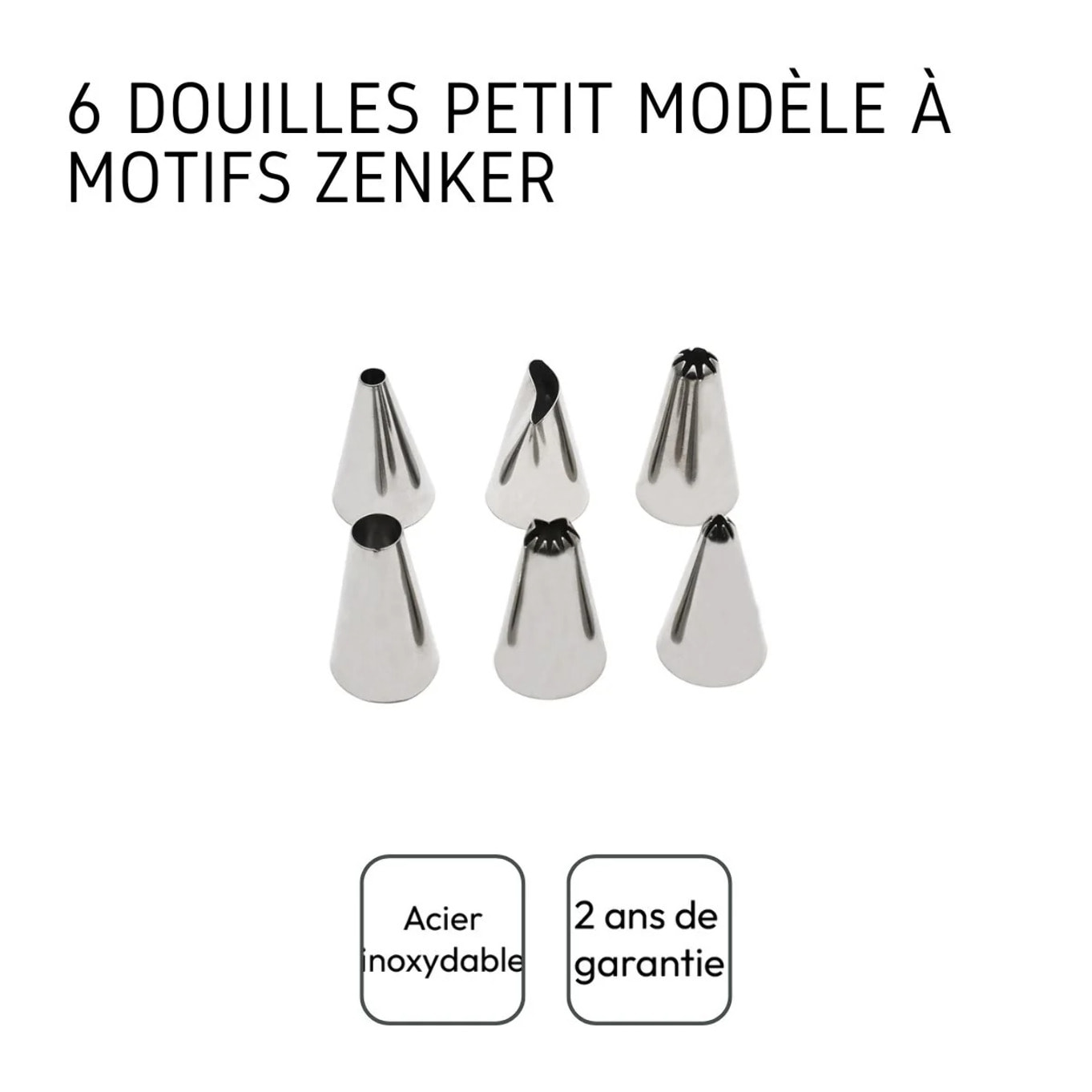 Lot de 6 douilles à pâtisserie en inox petit modèle Zenker Smart Pastry