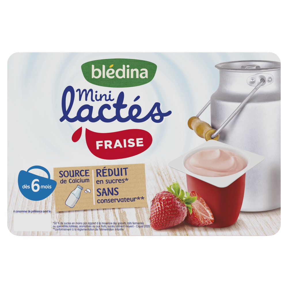 8x6 Mini Lactés Fraise - Bledina - Dès 6 mois