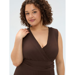 Fiorella Rubino - Vestito Dream in georgette plissé - Marrone