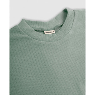 Pijama canalé raya ancha verde tiffany