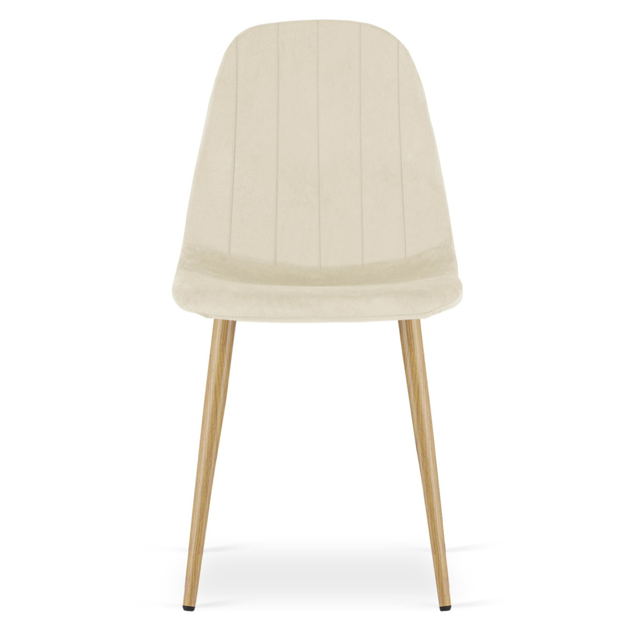 Set di 3 sedie Padva in velluto beige con gambe effetto rovere