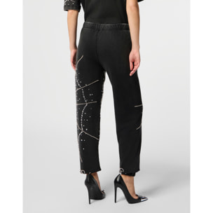 PHILIPP PLEIN Washed Joggers Spiderweb Strass