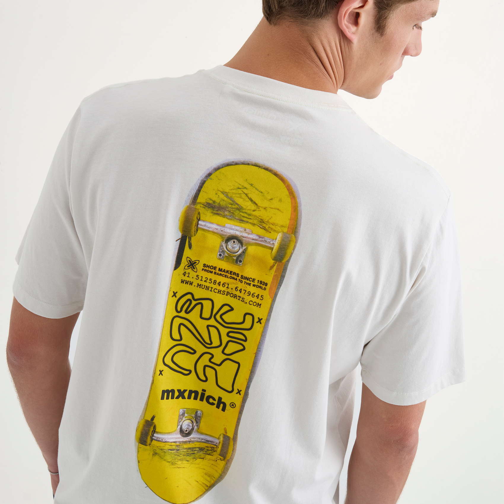 Camiseta MUNICH Skate streetwear hombre de algodón orgánico blanco