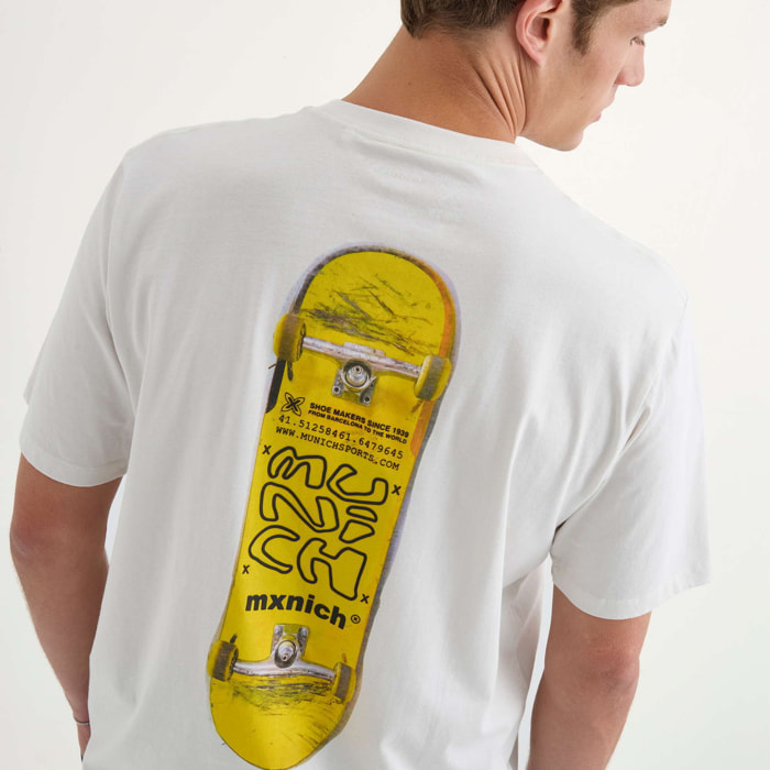 Camiseta MUNICH Skate streetwear hombre de algodón orgánico blanco