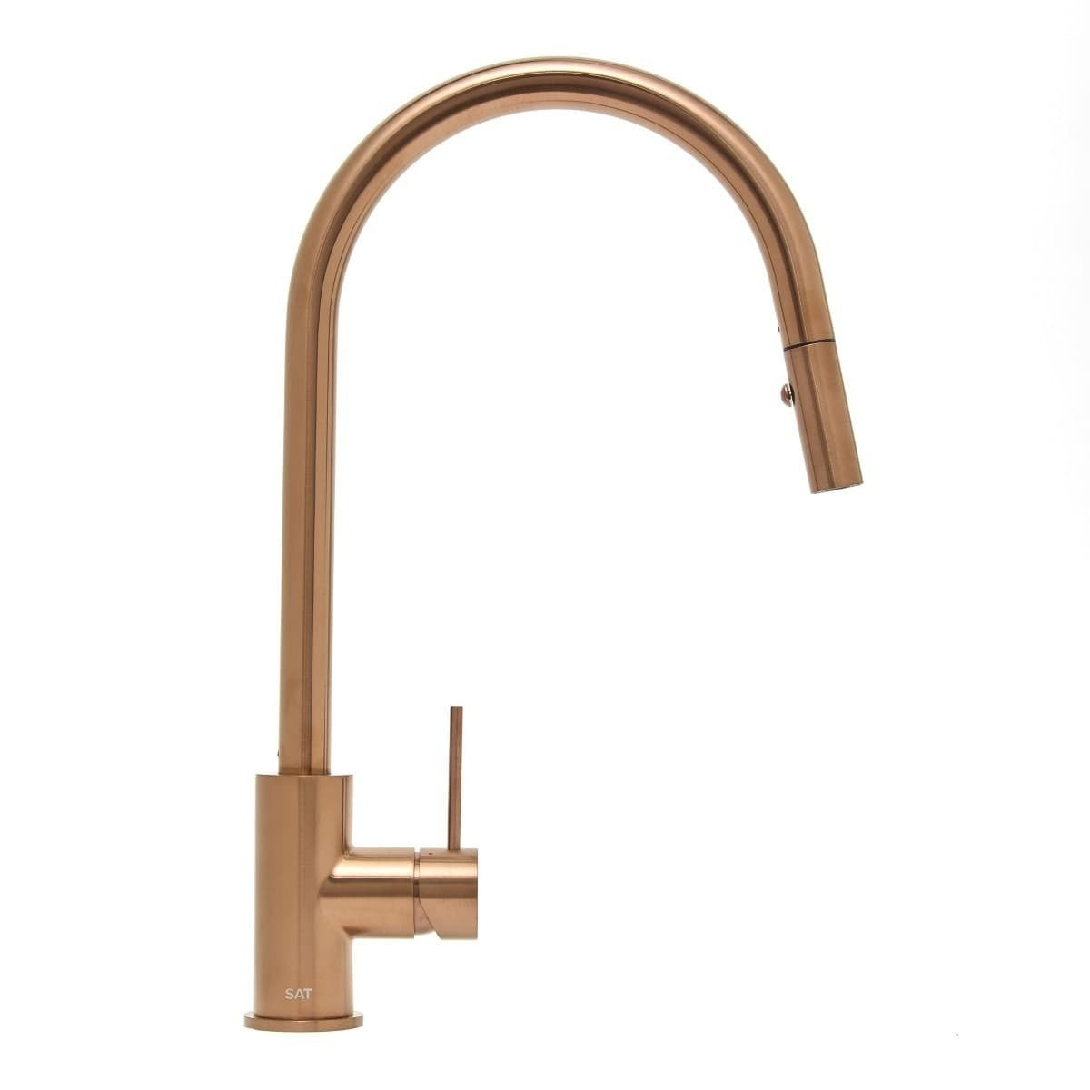 Aurum mitigeur évier à levier sur pied 44 cm avec douchette extractible 2 jets, or rose brossé (SATBAUR286BRG)