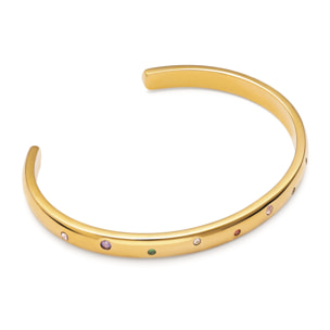 Brazalete Curve Rainbow Acero Baño Oro