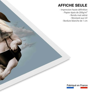 Affiche enfant chiot sur parachute  Affiche seule