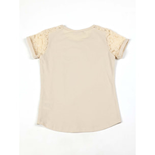 T-shirt a maniche corte da bambina in cotone elasticizzato Leone Lace