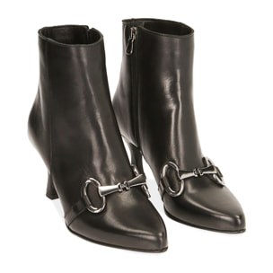 Ankle boots neri in pelle, tacco 8 cm