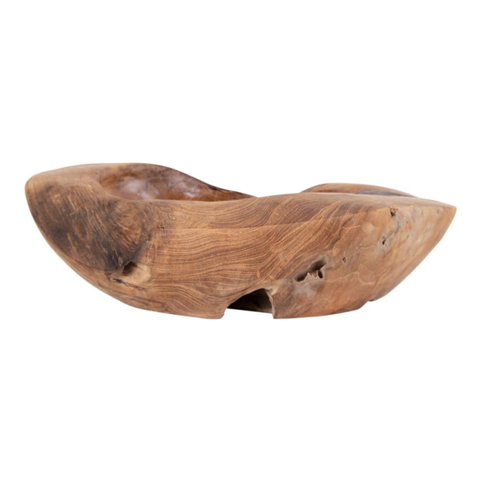 Ciotola decorativa Rio in teak naturale con forma organica ø30x10 cm
