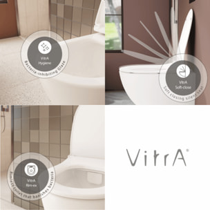 Pack WC suspendu Sento blanc brillant + bâti autoportant V-Fix Core + Plaque Round or brossé