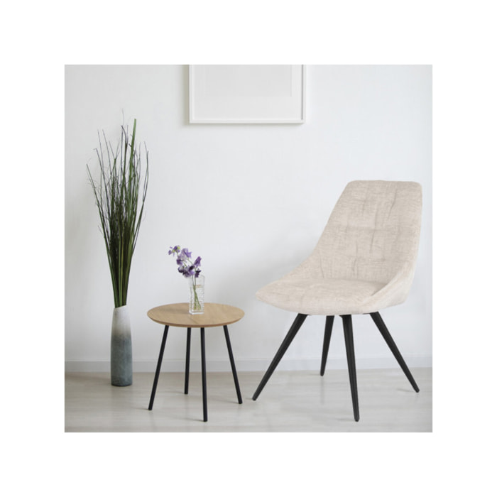 Chaise rotative 180° en tissu doux et pieds en métal noir - TOINOU
