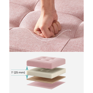 Panca contenitore pieghevole rosa in tessuto effetto lino