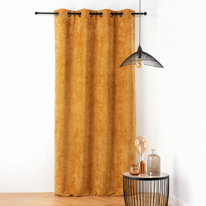 Rideau thermique et phonique velours chenille - Jaune