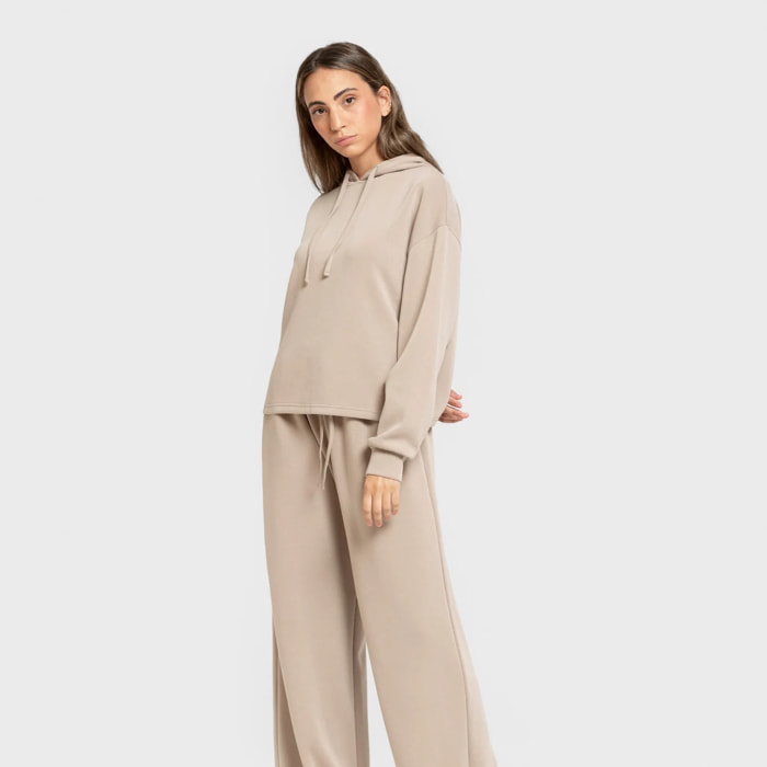 Felpa con cappuccio in stile modal da donna beige