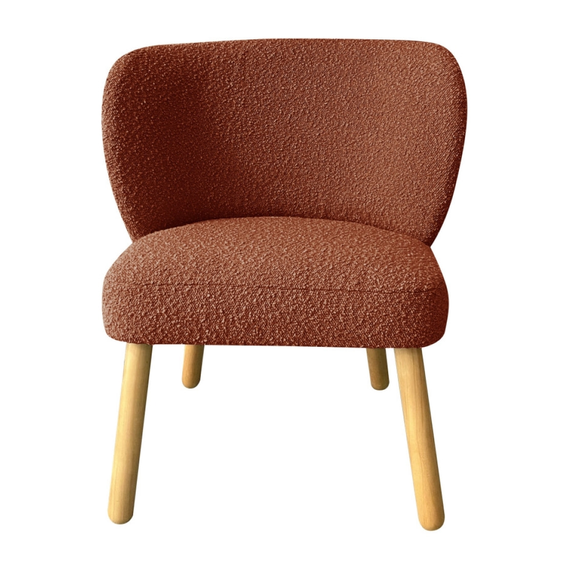 Raph - Fauteuil en tissu bouclette et bois : Couleur - Rouille