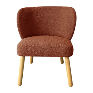 Raph - Fauteuil en tissu bouclette et bois : Couleur - Rouille