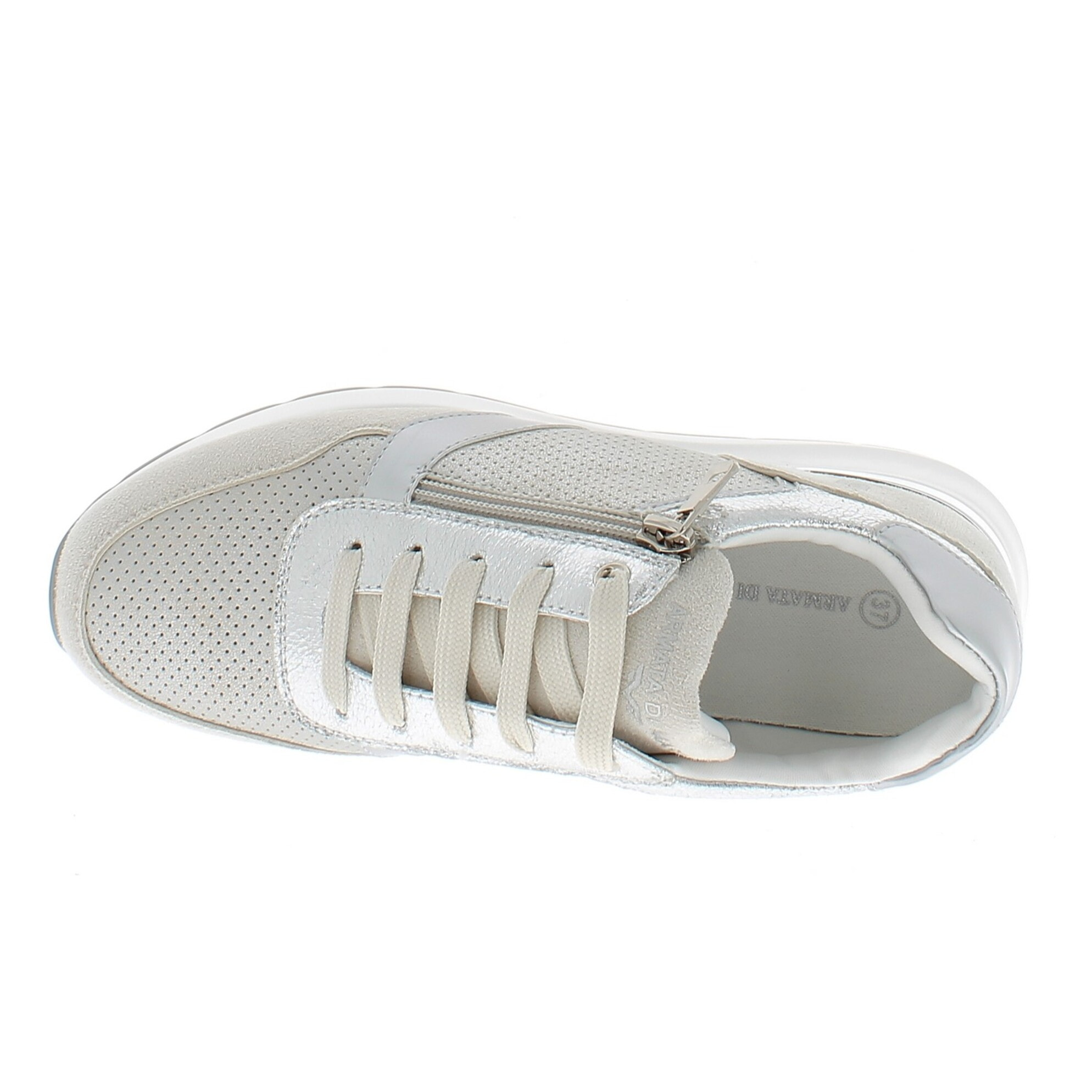 Armata di Mare Scarpe Donna Sneakers Casual Zip Laterale con Soletta in Memory Foam AMD S61H10 Lt Grey Silver