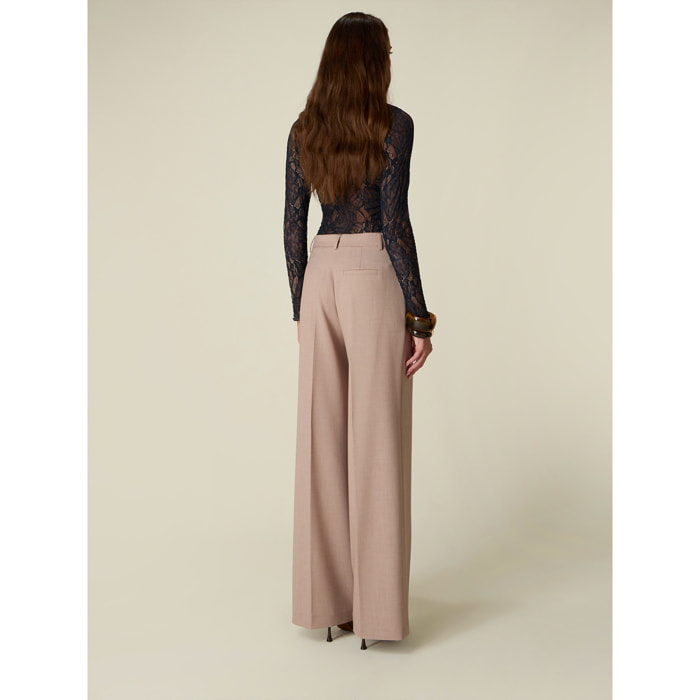 Oltre - Pantaloni palazzo tinto filo - Beige