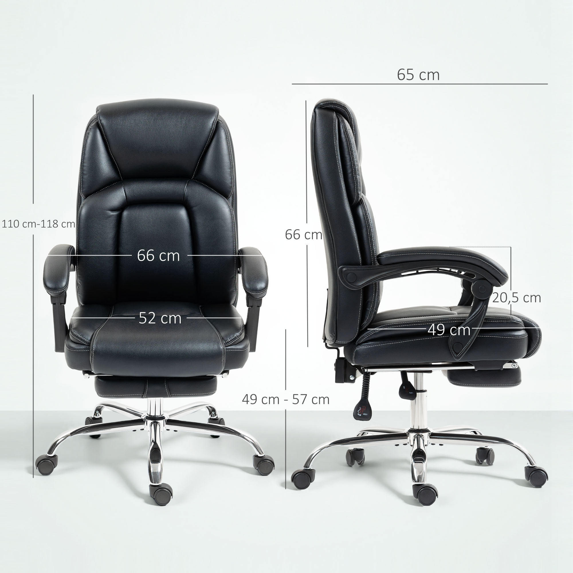Fauteuil de bureau manager inclinable repose-pieds rétractable synthétique noir