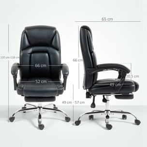 Fauteuil de bureau manager inclinable repose-pieds rétractable synthétique noir