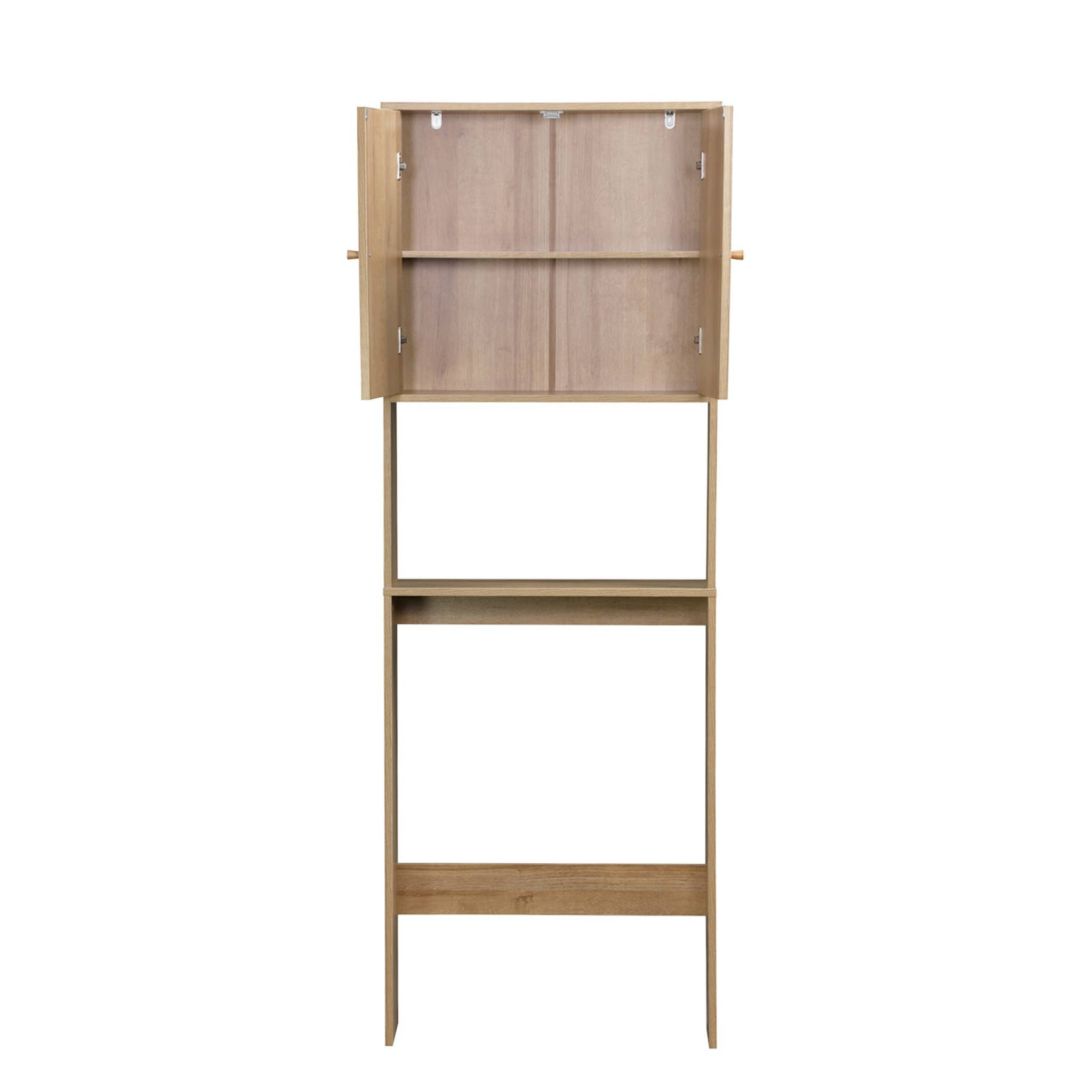 Etagère meuble WC décor bois et cannage BOHÈME