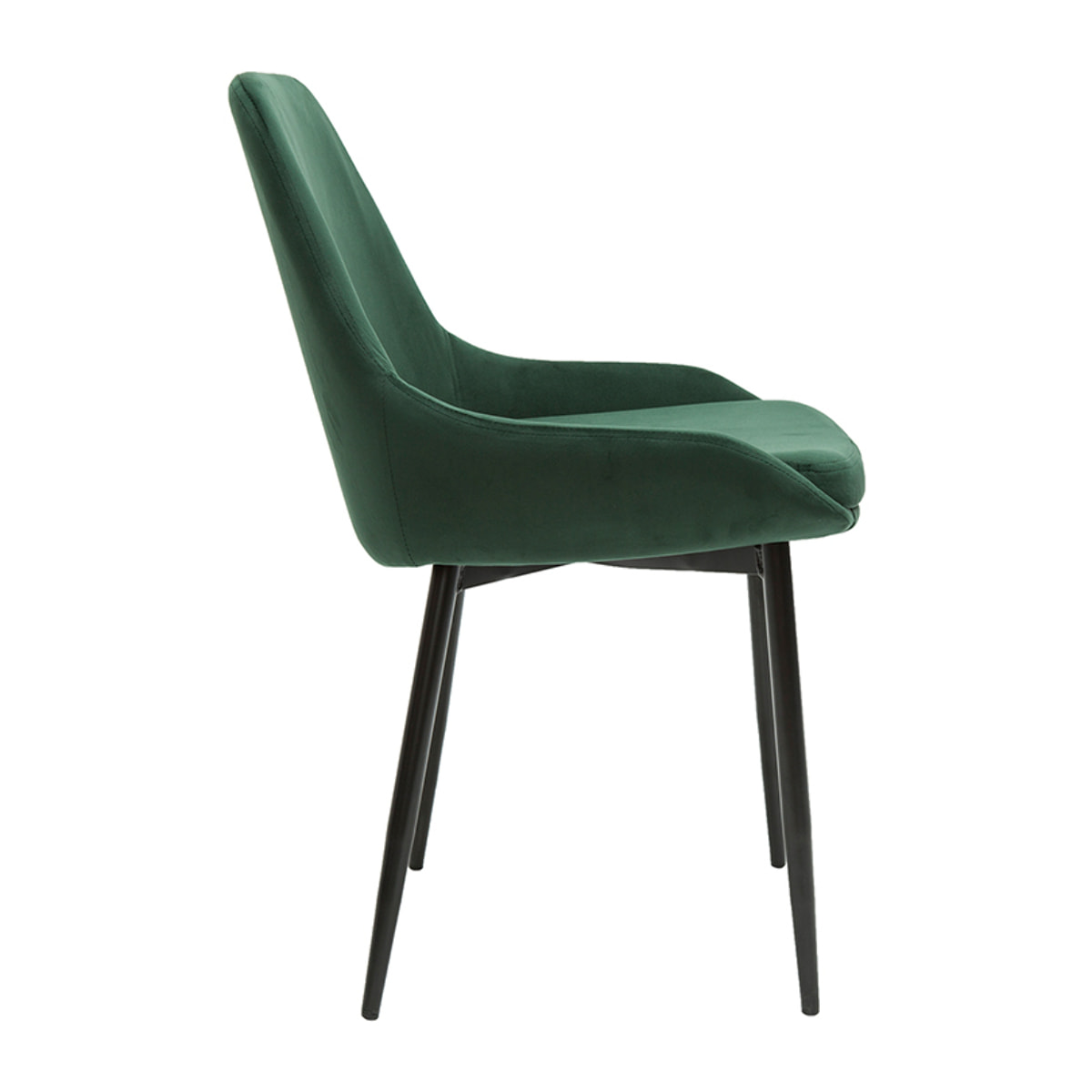 Chaises design en tissu velours vert foncé et métal noir (lot de 2) HOLO