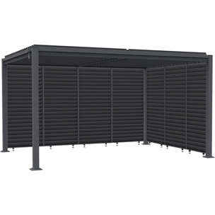 Pergola bioclimatique avec rideau en acier galvanisé "Howard" - 3 x 4 m - Gris