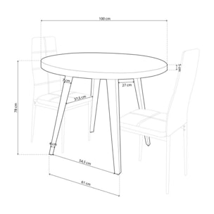 Mesa redonda fija Berg Roble - Blanco