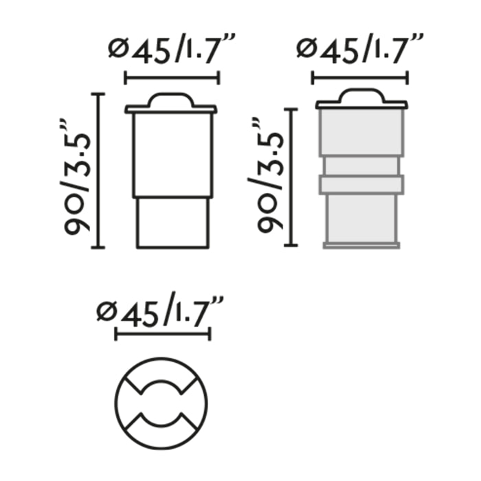 KANE 2 Lampada incasso nichel 2700K inox 316L