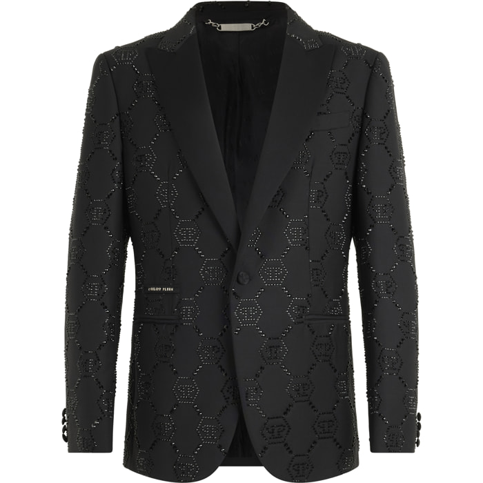 PHILIPP PLEIN Wool Blazer With Stin Details Monogram