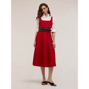 Motivi - Vestido midi de popelina - Rojo
