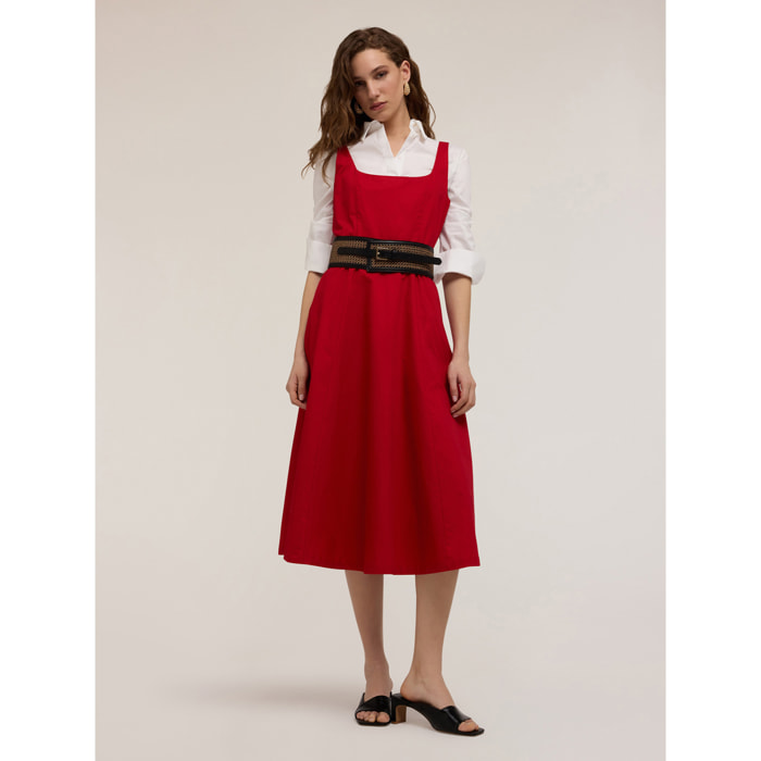 Motivi - Vestido midi de popelina - Rojo