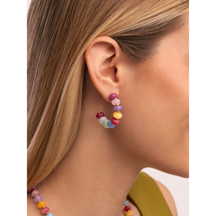 Pendientes Color Stones Acero Baño Oro