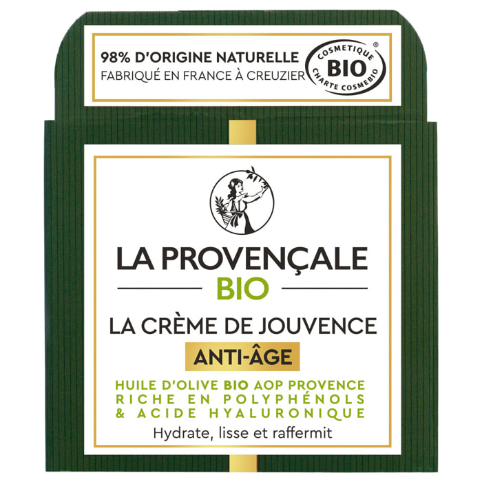 La Provençale Oleo-Jeunesse - Crème Booster d'Hydratation Anti-âge Certifiée Bio - Omégas d'huile d'Olive verte & Acide hyaluron