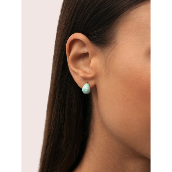 Pendientes Gota Enamel Alea Acero Baño Oro