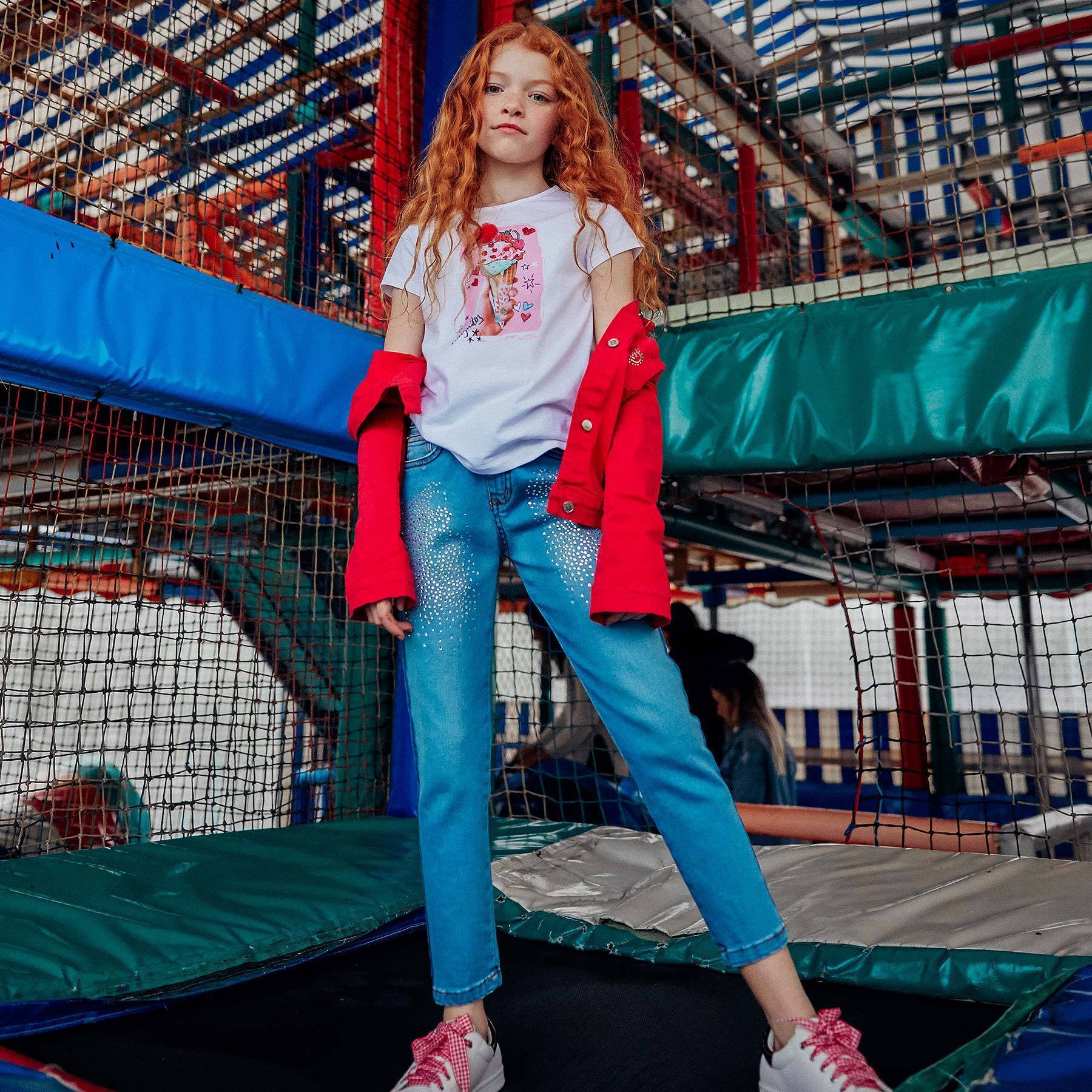 Jeans da bambina con strass in