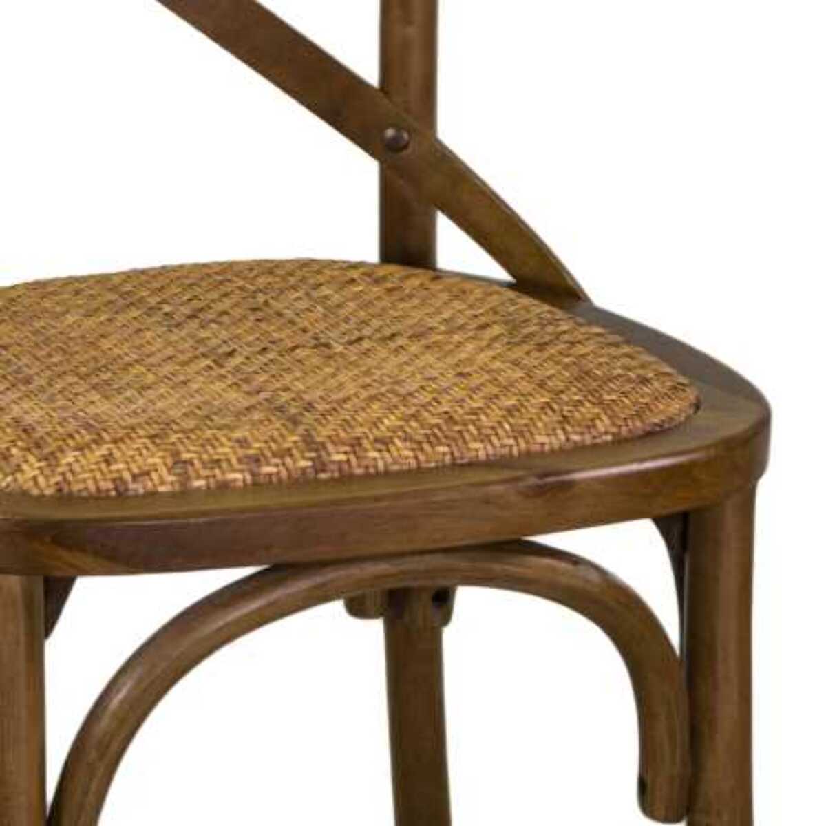 Sedia Cross Vacchetti in legno marrone chiaro con seduta a intreccio cm51x55h46,5/89