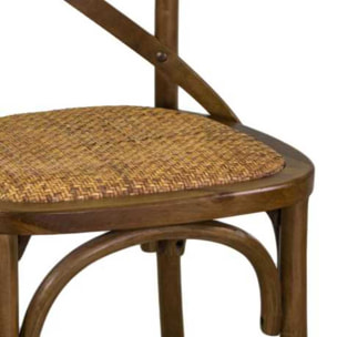 Sedia Cross Vacchetti in legno marrone chiaro con seduta a intreccio cm51x55h46,5/89