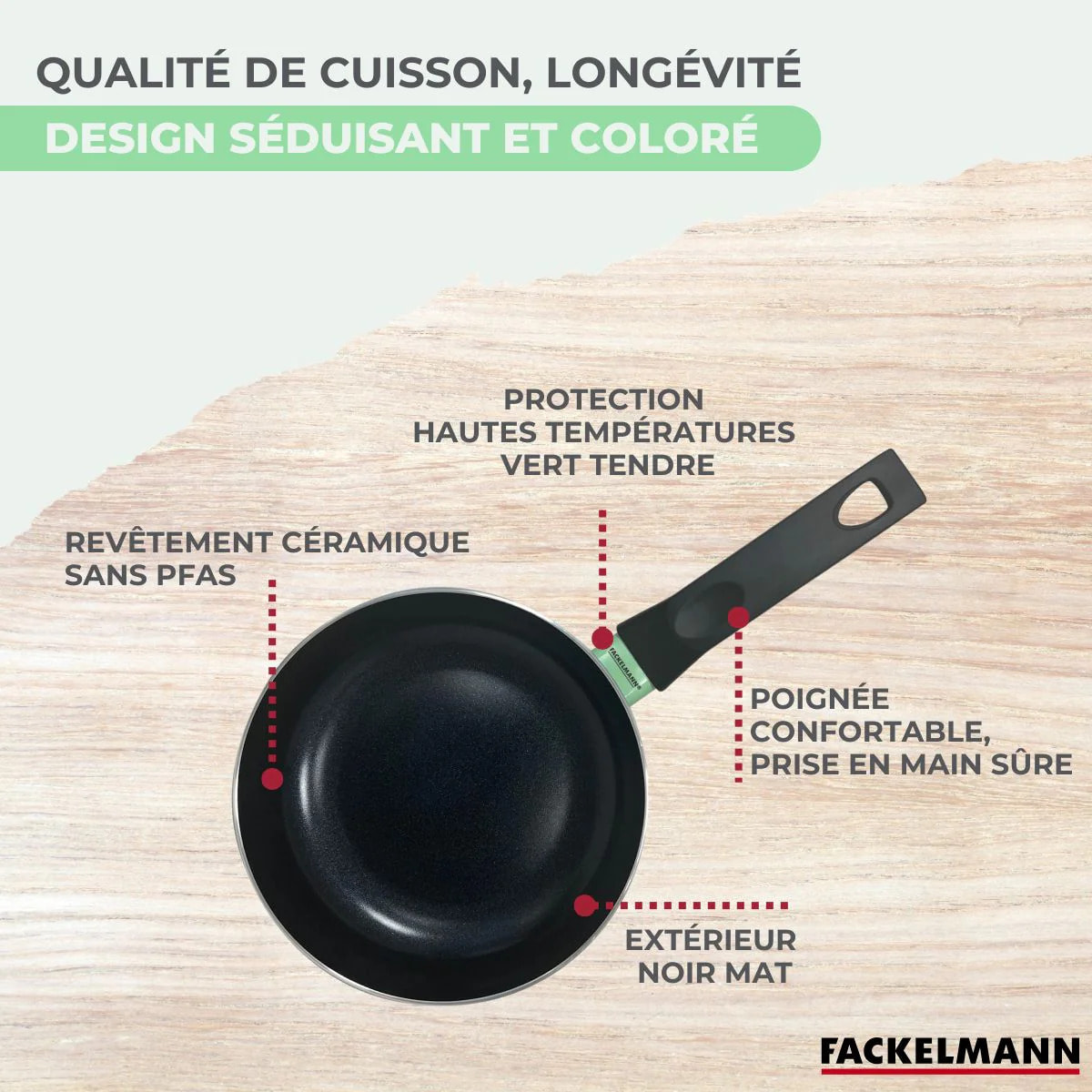 Set de 3 casseroles antiadhésives céramique 16, 18 et 20 cm Fackelmann Brandao