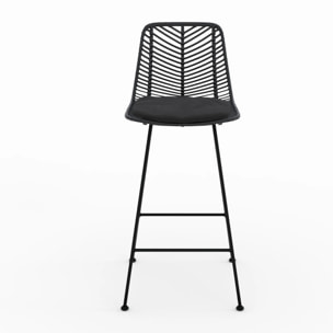 Lot de 2 chaises pour îlot central 66 cm en rotin noir - Tamara